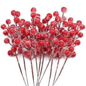 (10 pieces/pack) 22cm with Frost Berry Props Christmas Decorations Artificial Berry String DIY Decoration