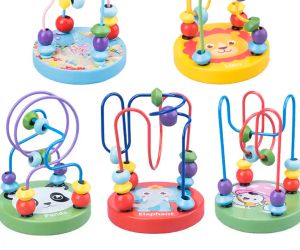 FH-M333 Mini Round Beads Game Mainan Kayu Anak Karakter Animal Lucu / Mainan Edukasi Anak Wire Maze game / Mainan Alur Kawat Kecil Motif Hewan Import