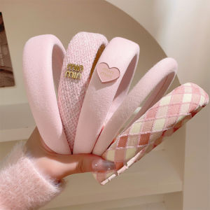 2024 เครื่องประดับผมสไตล์หวานสำหรับเด็กผู้หญิง สีชมพู ขอบกว้าง เครื่องประดับผมสำหรับเด็กผู้หญิงอายุต่ำกว่า 18 ปี วัสดุอื่นๆ