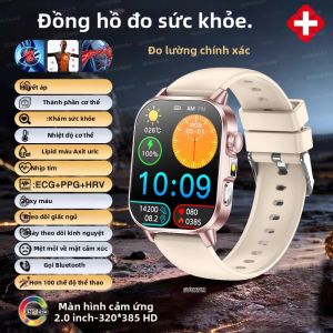 GUHUAVMI | Đồng Hồ Thông Minh Chăm Sóc Sức Khỏe 2026 Màn Hình AMOLED Theo Dõi Nhịp Tim Huyết Áp Chỉ Số BMI Axit Uric Lipid Máu Hỗ Trợ Gọi Bluetooth Dành Cho Nam Và Nữ