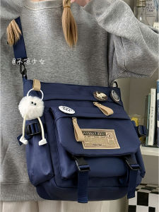 American Style Large Capacity Tote Bag Commuter Student Crossbody Bag Sweet College Style Nylon Fabric Washable Soft Nylon