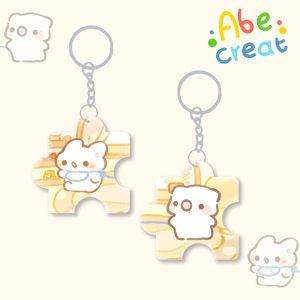 Cute Puzzle Acrylic Bag Charm Decorative Rabbit Keychain Couple Gifts Detachable Clothing Keychain Bag Accessories by Easy