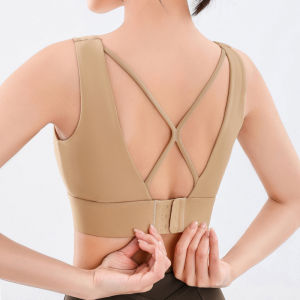 YueJi 2024 Sport Bra Women High Strength Shockproof Tights Quick Dry Exercise Fixed Cup Sports Bras