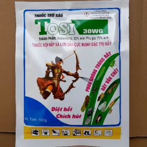 Tosi 30WG gói 100g- BMC-Thành phần acetamiprid 30% Dạng cốm Nội hấp và lưu dẫn cực mạnh trừ rầy nâu rầy xanh bọ trĩ bọ phấn rệp sáp VTNN HG