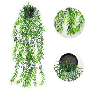Daun Dollar Rambat Pot Tanaman Hias Plastik Gantung Artificial Ornamen Hiasan Dekorasi Dinding PBP54