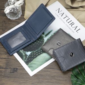 Smart King Carbon Fiber Business Wallet RFID Mens Card Holder Large Capacity Two Fold Wallet 3240