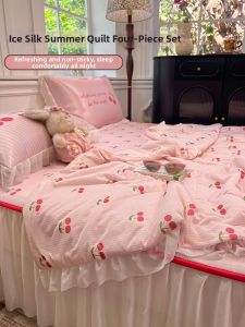 Suxuan | Cherry Patterned Ice Silk Princess Style Cool Mat Summer