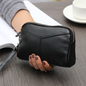 New Large Capacity Soft Leather Womens Handbag Casual Fashion Simple Pure Color Long Womens Wallet Makeup Bag