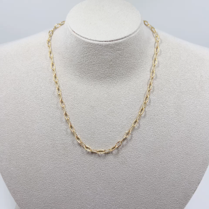 Premium Stainless Steel 316 Designer Gold Plated Oval Link Chain Necklace (Made in Japan)