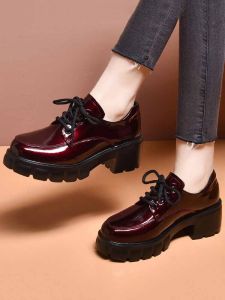 SHIPAILUO | Casual Round Toe Womens Flats Thick Bottom Platform Loafers PU Leather Spring Autumn New Style Comfortable Soft Inner Lining