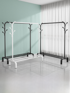 Multi-Functional Ground Clothes Drying Rack Simple Hat Stand for Bedroom Dormitory and Balcony with Baking Paint Steel Pipe