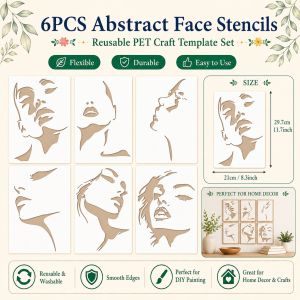 6pcs Face Contour Stencils Reusable Female Silhouette Art Stencils PET Material for DIY CraftsCanvasHome DecorFabricWalls