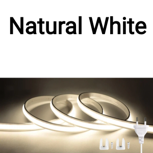 High Brightness COB LED Strip 220V Seamless Linear Neon Rope Light with Switch CRI 90+ Flexible Silicone Tape for Home Decor