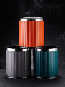 Commercial Double Layer Hotel Trash Can Office Luxury Style Stainless Steel round Body Thickened Capacity 10-12L for Business Use