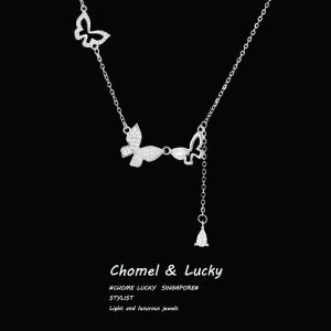 Butterfly Encounter S999 Pure Silver Tassel Butterfly Necklace Womens Luxury Unique High End Birthday Gift Fashion Jewelry