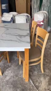 Bàn Ăn Gỗ Giả Đá trắng sang trọng - bàn ăn 4 ghế cabin gỗ - thương hiệu Ngọc Mai