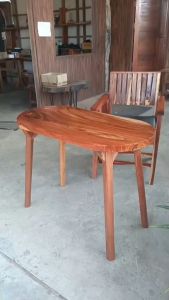 โต๊ะกินข้าว โต๊ะไม้แผ่นเดียว ทรงแคปซูล กว้าง 50 ยาว 100 สูง 75 ซม