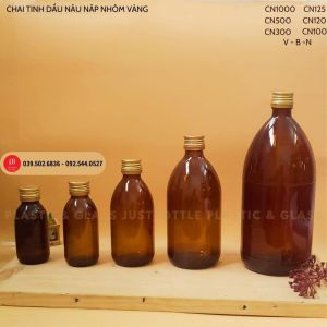 Chai Thủy Tinh Nâu 100Ml 125Ml 250Ml 500Ml 1000Ml 1L Lọ Thũy Tinh Đựng Bảo Quản Tinh Dầu/Dung Dịch/Hóa Chát Dày - Nặng