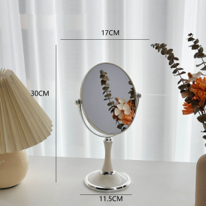 European 360 Degree Rotating Vanity Mirror Princess Mirror Desktop 3x Magnifying Desktop Double-Sided Vanity Mirror