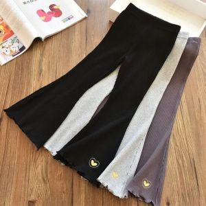 Sonkpuel | Kids Girls Flare Legging New Arrival Children Casual Elastic Pants Heart Embroidery Slim Fit Leggins Baby Girl Summer Pants
