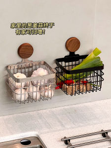 สต็อกเกอร์ผักและผลไม้แบบแขวนในครัว เรียงเรียบร้อยด้วยตะกร้าสแตนเลส ไม่ต้องเจาะรู สำหรับใช้ในครัวเรือน