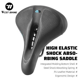 West Biking | WEST BIKING MBT Bike Spring Shock Absorption Seat Hollow Ventilated Non Slip PU Cushion Breathable Bicycle Saddle For Cycling