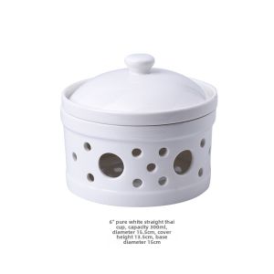 Hotel Ceramic Tableware Slow Cooker Gold Thread Stew Pot with Stove Position Alcohol Heating Birds Nest Abalone Stew Pot Confinement Club