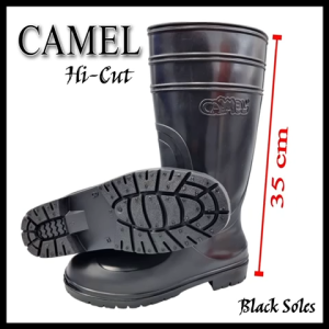 Camel Mens Hi-Cut Heavy duty Non-slip Black waterproof rainboots with (pure black) (Bota)