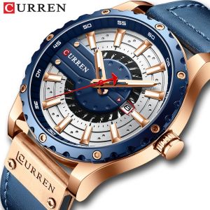 CURREN Watches Top Brand Fashion Leather Wristwatch Casual Quartz Mens Watch with box New Chic Clock Luminous hands