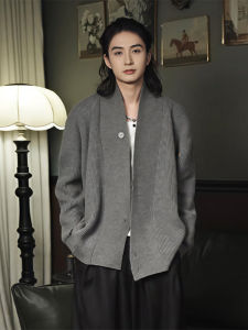 Elegant V-Neck Mens Knitted Sweater Cardigan American Retro Style Spring Autumn Leisure Fashion Long Sleeve Outerwear