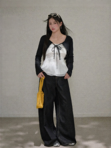 JULULOOK | Bộ Áo Blouse Kích Cỡ Lớn Gợi Cảm Có Dây Đan Chéo