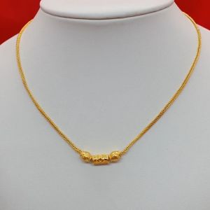 สร้อยคอทองลายสี่เสาคั่นเม็ด ความยาว 16 นิ้ว ชุบทอง ทองปลอม ทำจากทองเหลือง ใส่ได้ทุกโอกาส ไม่ลอกไม่ดำ ใส่อาบน้ำได้