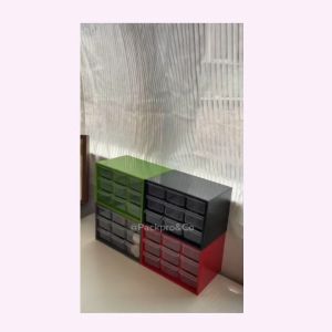Multipurpose 9 Compartments Storage Box Transparent Organizer Stationery Box with Drawer Desktop Storage Plastic Storage