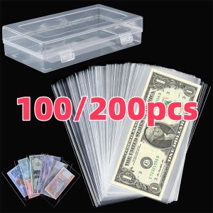 100/200Pcs Paper Money Collection Album Collection Pockets Loose Leaf Sheet Creative Money Banknote Protective Bag for Collector