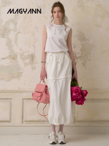 Original Design Magyann Summer 2025 Womens Sleeveless Button T-Shirt Vest Two-Piece Set Straight Cut Pure Color Fashionable