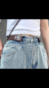 Fashion Nonporous Square Buckle Versatile Wild Leather Belt Canvas Material Invisible and Seamless