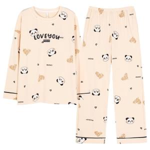 Bộ đồ ngủ MiiOW cho nữ làm bằng cotton nguyên chất tay dài quần dài có đệm ngực