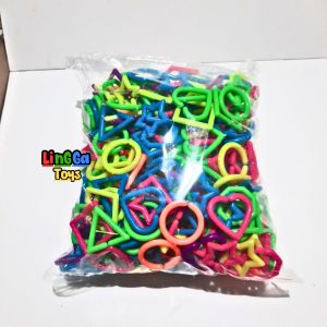 500 gr mainan geometri meronce rantai bintang campur isi sekitar 400 -415