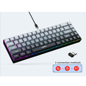 HXSJ-V200 68-key 3-mode Wireless Gaming Keyboard Wired+2.4G+BT connection RGB Backlit compact 60% keyboard wireless for laptop