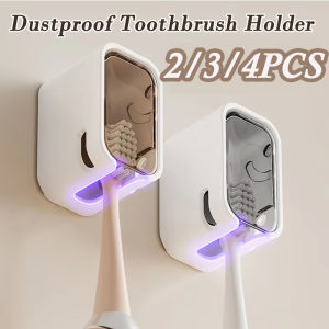 2/3/4PCS Wall Mounted Toothbrush Holder Dustproof Toothbrush Storage Box With Cover Electric Toothbrush Storage Rack Organizers
