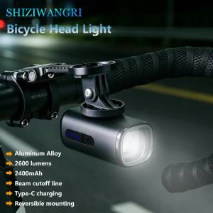 SHIZIWANGRI | Đèn Pha Xe Đạp Gấp 2600 Lumens 5 Chế Độ Đèn LED Xe Đạp Có Đèn Pin Hợp Kim Nhôm Tự Động Điều Chỉnh Độ Sáng Để Đi Xe Ban Đêm