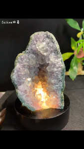 cluster God’s fingerprint ✅ Natural Raw✅ Green Phantom ✅Free Wooden Light Base – make your crystal shine brighter