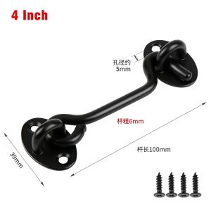 Stainless Steel Heavy Duty Privacy Hook and Eye Latch Lock with Screws Black Silver Barn Door Easy Locks Gate Latch Window Wind