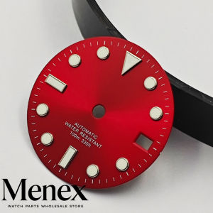 Menex 28.5mm Sunburst Pink/Black Automatic Watch Dial Luminous Index Markers Fit NH35 NH36 Movement Watch Mod Replacement Parts