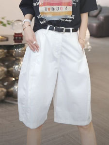 Shalldoer | High Waist Wide Leg Casual White Shorts Womens Summer New Style Fashionable Versatile Loose Fit Five-Quarter Length Pants
