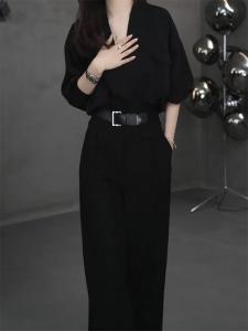 Bộ Đồ Hai Mảnh Thời Trang Xuân 2024 Áo Sơ Mi Tay Cánh Dơi Và Quần Thời Trang Hợp Thời Trang Cho Nữ