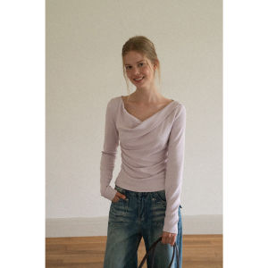 Elegant Irregular Neckline French T-shirt