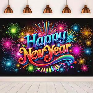 2026 Happy New Year Backdrops for Christmas Photography Decor Background Fireworks Celebrate Party Family Poster Photo Studio