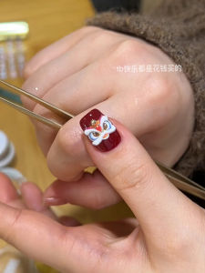 New Year 3D Nail Art Stickers Wealth Brining Lion Dance Decorations Chinese Zodiac Snake Year Celebration Adhesive Nail Art