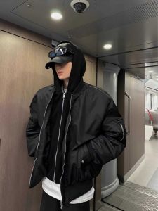 New Bomber Pilot Jacket Men Short MA1 Alpha Outerwear High-End CleanFit Baseball Style Casual Spring Autumn Polyester Fabric